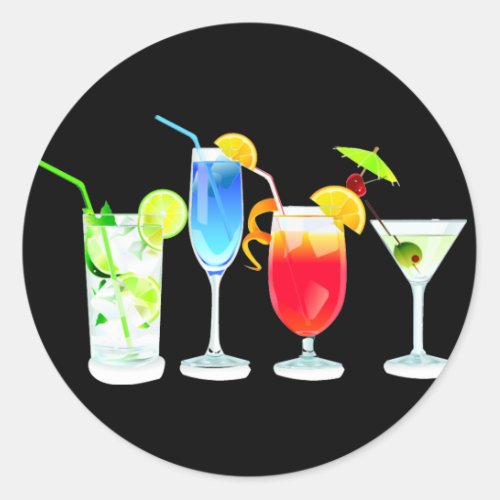 Four Cocktails Classic Round Sticker