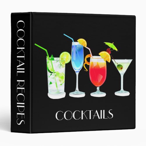 Four Cocktails on Black Binder