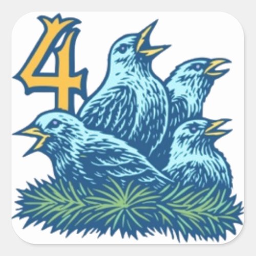 Four Colly Birds Square Sticker