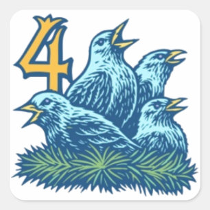 Four Colly Birds Square Sticker
