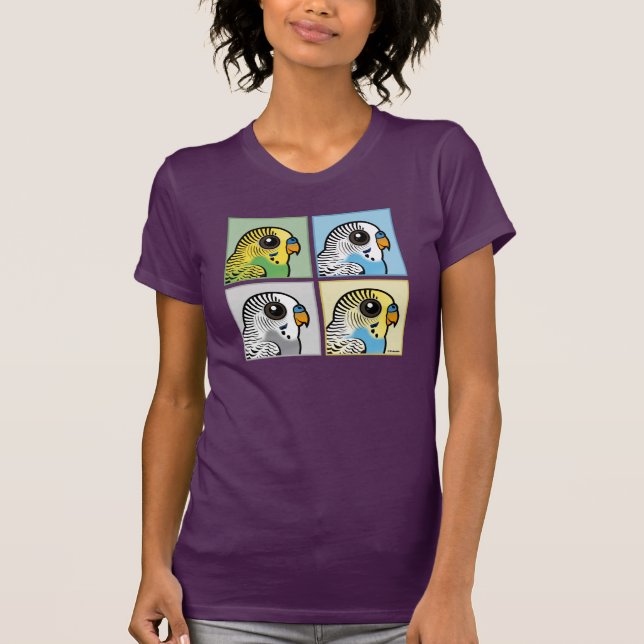 Four Color Budgies T-Shirt (Front)