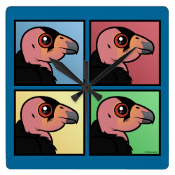 Four Color California Condor Square Wall Clock