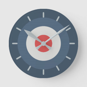 Four Color Combo - Red Gray White Blue Dark Blue Round Clock
