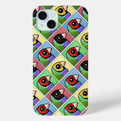 Four Color Gouldian Finches iPhone 15 Plus Case