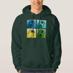 Four Color Barred Parakeets Men's Basic Hooded Sweatshirt