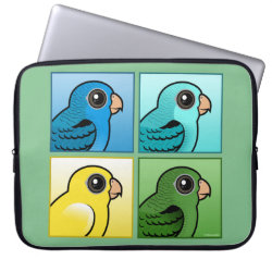Four Color Barred Parakeets Neoprene Laptop Sleeve 15