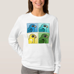 Four Color Barred Parakeets Women's Basic Long Sleeve T-Shirt