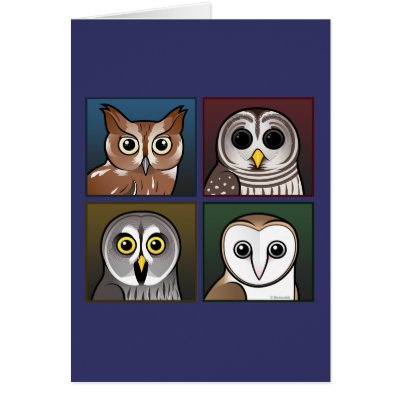 Four Color Owls (dark)