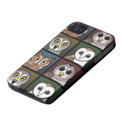 Four Color Owls (dark) Case-Mate iPhone 4 Barely There Universal Case