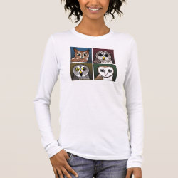 Four Color Owls (dark) Women's Basic Long Sleeve T-Shirt