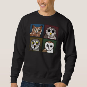 Four Color Owls (dark) Sweatshirt