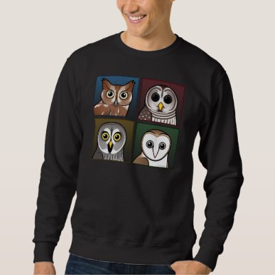 Four Color Owls (dark) Sweatshirt