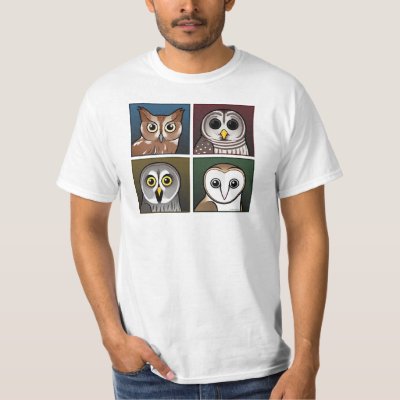 Four Color Owls (dark) T-Shirt