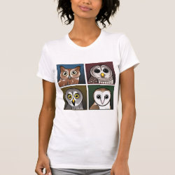 Four Color Owls (dark) Women's American Apparel Fine Jersey Short Sleeve T-Shirt