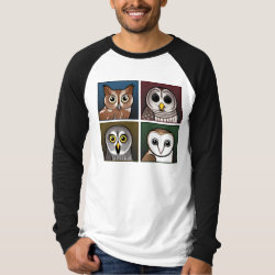 Four Color Owls (dark) Men's Canvas Long Sleeve Raglan T-Shirt