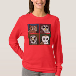 Four Color Owls (dark) Women's Basic Long Sleeve T-Shirt