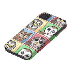 Four Color Owls (pastel) Case-Mate iPhone 4 Barely There Universal Case