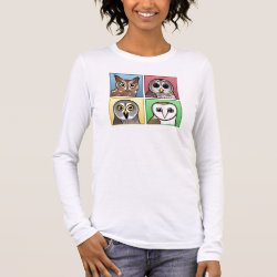 Four Color Owls (pastel) Women's Basic Long Sleeve T-Shirt