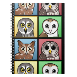 Four Color Owls (pastel) Photo Notebook (6.5