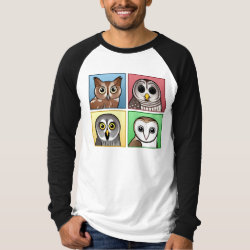Four Color Owls (pastel) Men's Canvas Long Sleeve Raglan T-Shirt