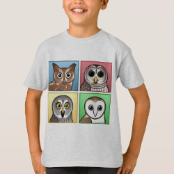 Four Color Owls (pastel) Kids' Hanes TAGLESS® T-Shirt