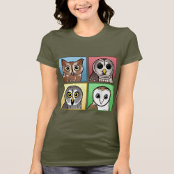 Four Color Owls (pastel) Women's Bella Jersey T-Shirt