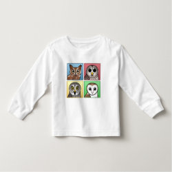 Four Color Owls (pastel) Toddler Long Sleeve T-Shirt