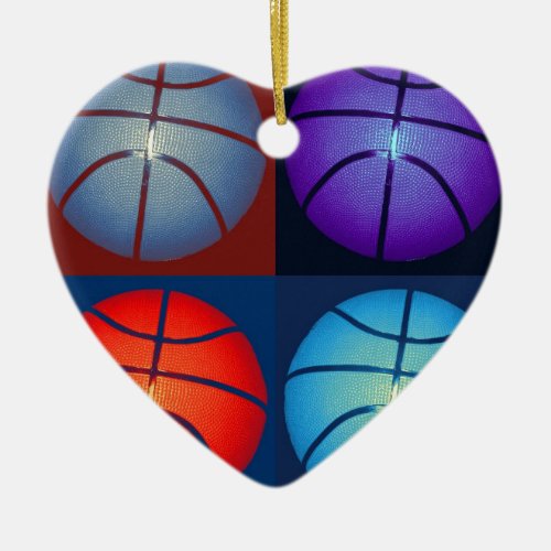 Four Color Pop Art Basketball Ceramic Ornament