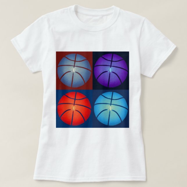 Four Color Pop Art Basketball T-Shirt (Design Front)