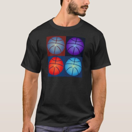 Four Color Pop Art Basketball T_Shirt