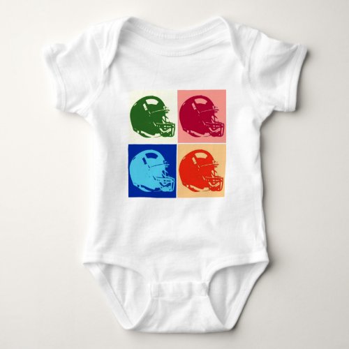Four Color Pop Art Football Helmet Baby Bodysuit