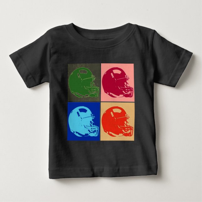 Four Color Pop Art Football Helmet Baby T-Shirt (Front)