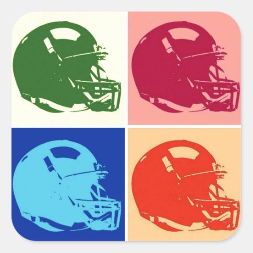 Four Color Pop Art Football Helmet Sticker