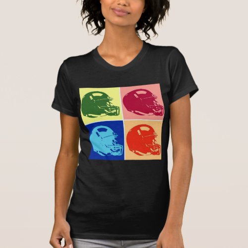 Four Color Pop Art Football Helmet T_Shirt