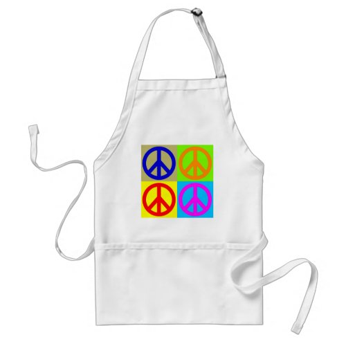 Four Color Pop Art Peace Sign Adult Apron