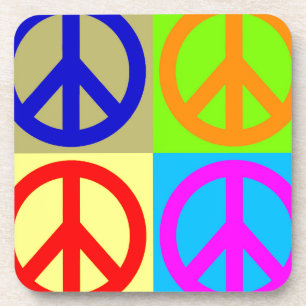 Four Color Pop Art Peace Sign Coaster