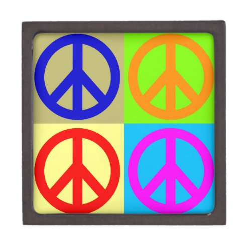 Four Color Pop Art Peace Sign Jewelry Box