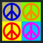 Four Color Pop Art Peace Sign Poster<br><div class="desc">Popular and Historical Symbols - Peace Sign Symbol Digital Pop Art Work</div>