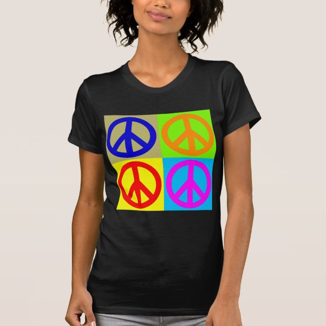Four Color Pop Art Peace Sign T-Shirt (Front)