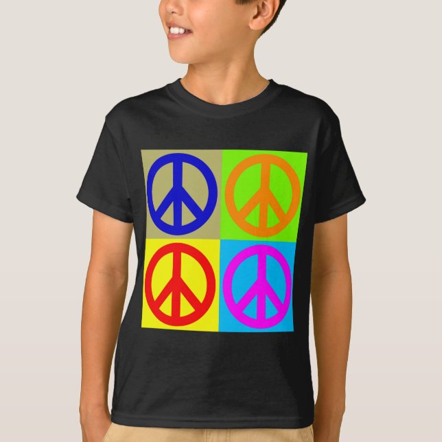 Four Color Pop Art Peace Sign T-Shirt (Front)
