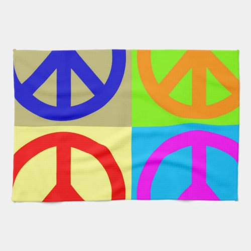 Four Color Pop Art Peace Sign Towel
