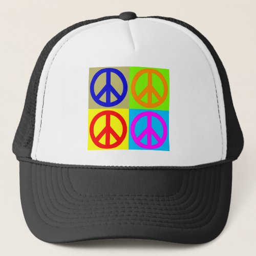 Four Color Pop Art Peace Sign Trucker Hat