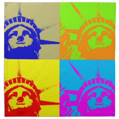 Four Color Pop Art Statue of Liberty Cloth Napkin
