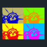 Four Color Pop Art Statue of Liberty Poster<br><div class="desc">Pop Art New York City Monuments Artworks - Indepent United States of America National Symbol Buildings</div>