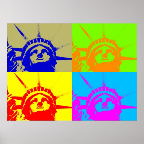 Four Color Pop Art Statue of Liberty Poster