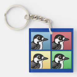 Four Color Red-cockaded Woodpecker Square Keychain (double-sided)
