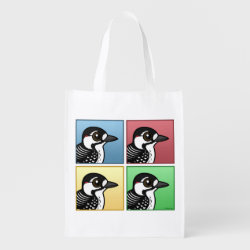 Four Color Red-cockaded Woodpecker Reusable Grocery Bag
