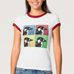 Four Color Red-cockaded Woodpecker Ladies Ringer T-Shirt