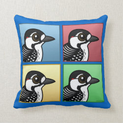 Four Color Red-cockaded Woodpecker Cotton Throw Pillow