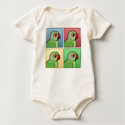 Four Color IRN / Indian Ringneck Parakeets Infant Organic Creeper